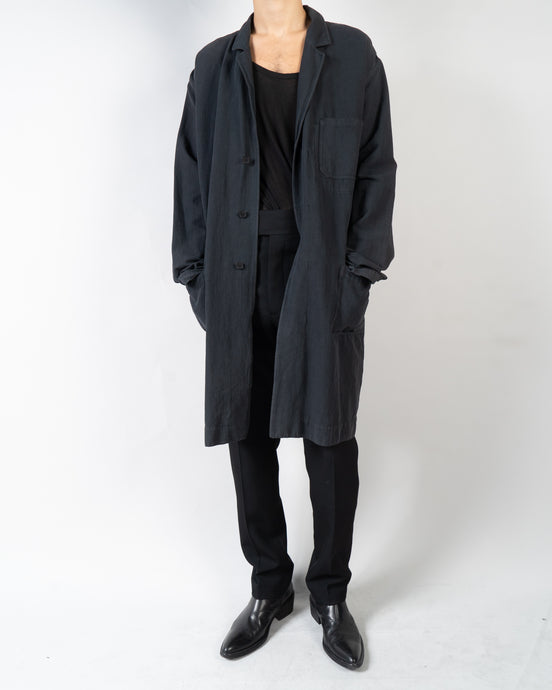 SS17 Anthracite Linen Trenchcoat Sample