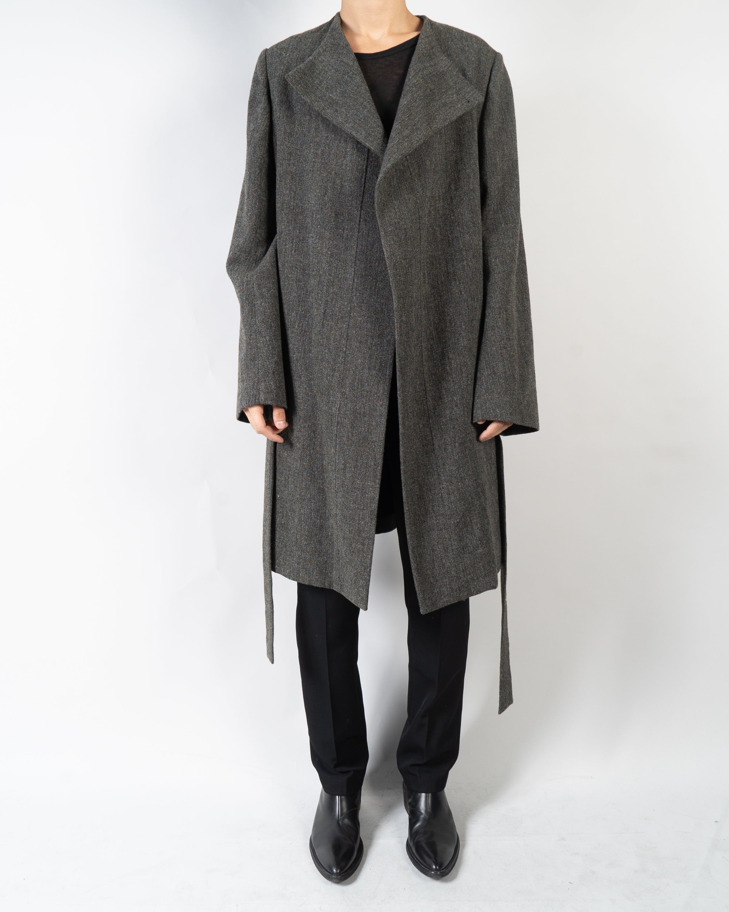 FW06 Anthracite Belted Wool Coat Sample