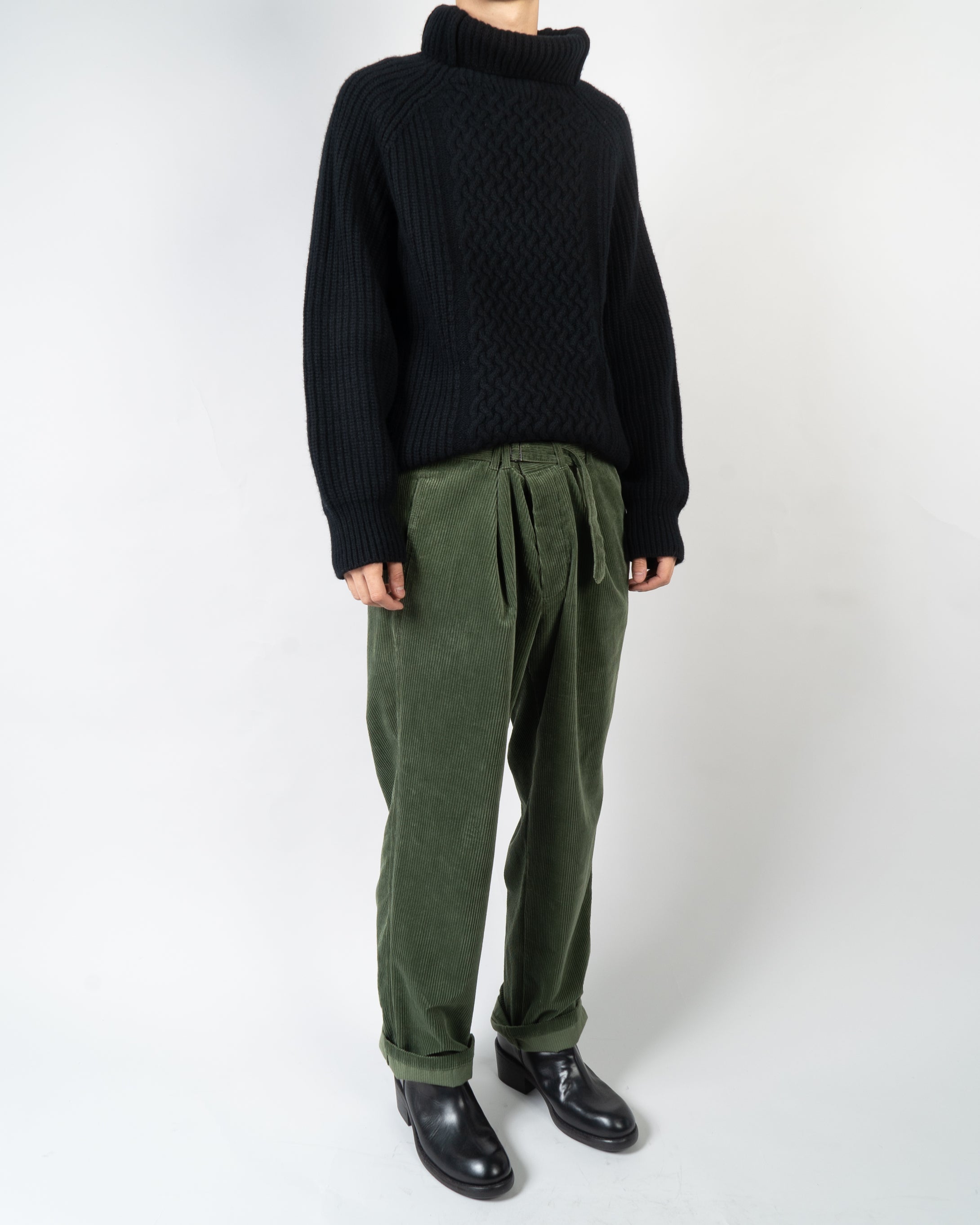 FW20 Black Chunky Cable Knit Turtle Neck