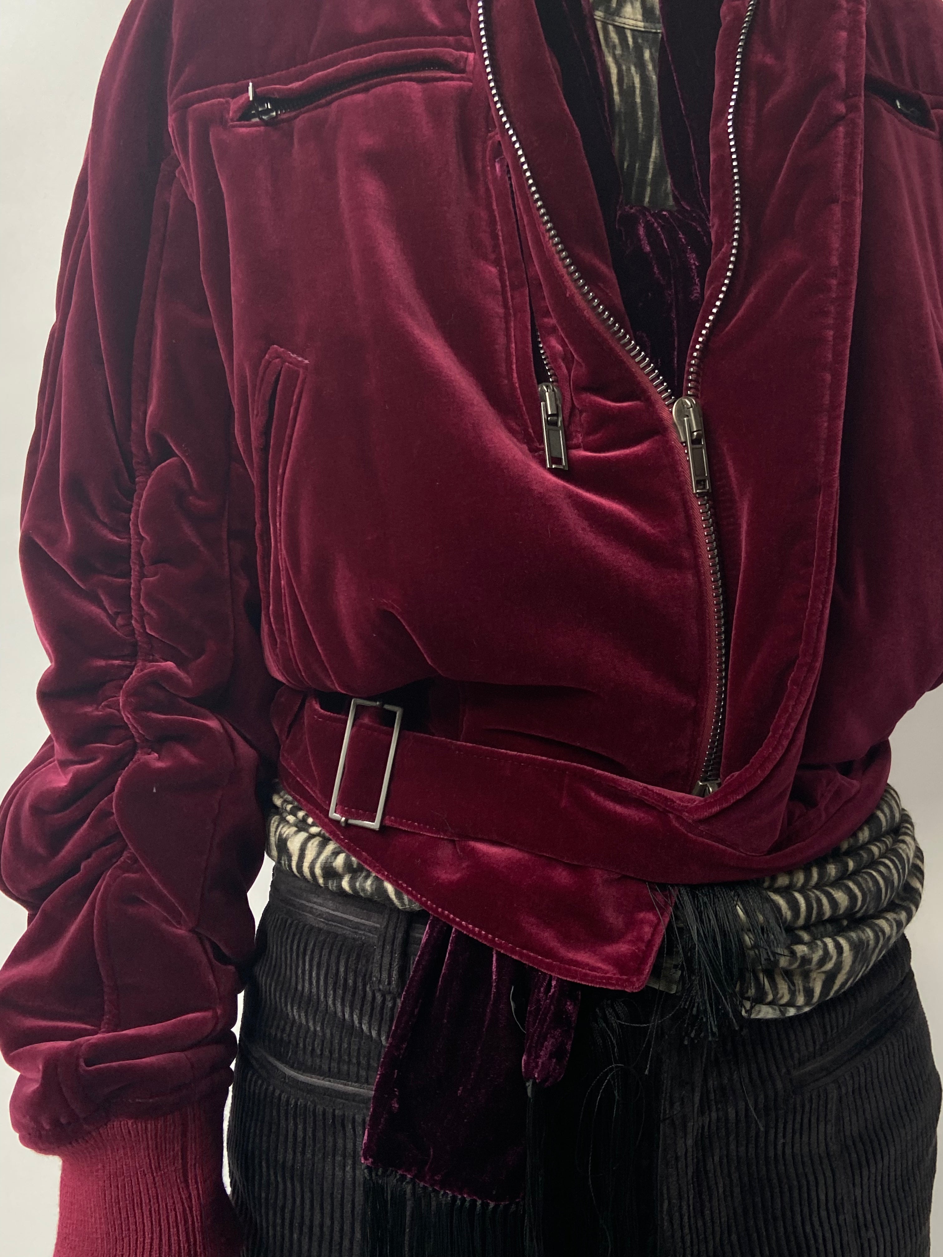 Oversized Biker Bomber in Burgundy Velvet – Backyardarchive Oversized Biker Bomber in Burgundy Velvet – Backyardarchive
