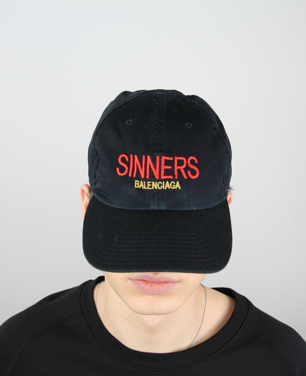 SINNERS balenciaga paris hat cap BALENCIAGA RARE Balenciaga Sinners Logo Black Hat Baseball  main image 3