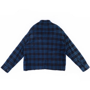 FW17 Quilted Mandarin Checked Collar Shirt Jacket Blue/Black