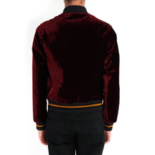 Load image into Gallery viewer, Peacock Embroidered Velvet Bomber