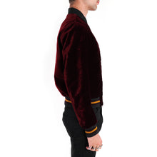 Load image into Gallery viewer, Peacock Embroidered Velvet Bomber