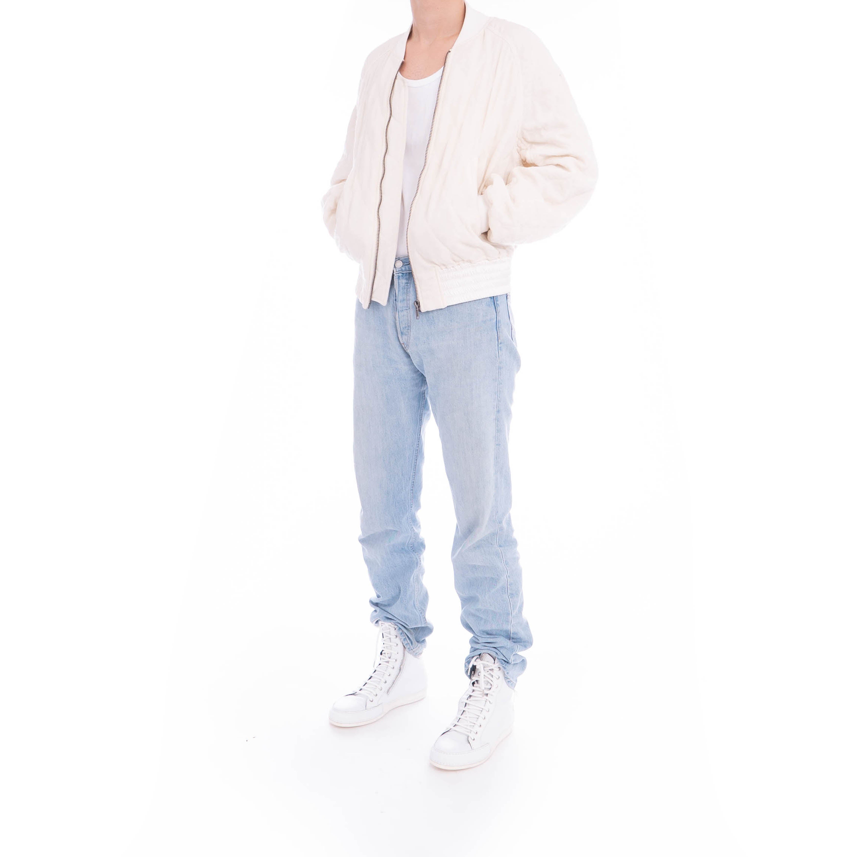 FW19 Ivory Quilted Wool Bomber