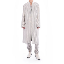 Load image into Gallery viewer, FW19 Ivory Wool Coat with Black Stripes Runway Sample