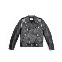 Load image into Gallery viewer, Leather Biker Jacket with Metall Insert