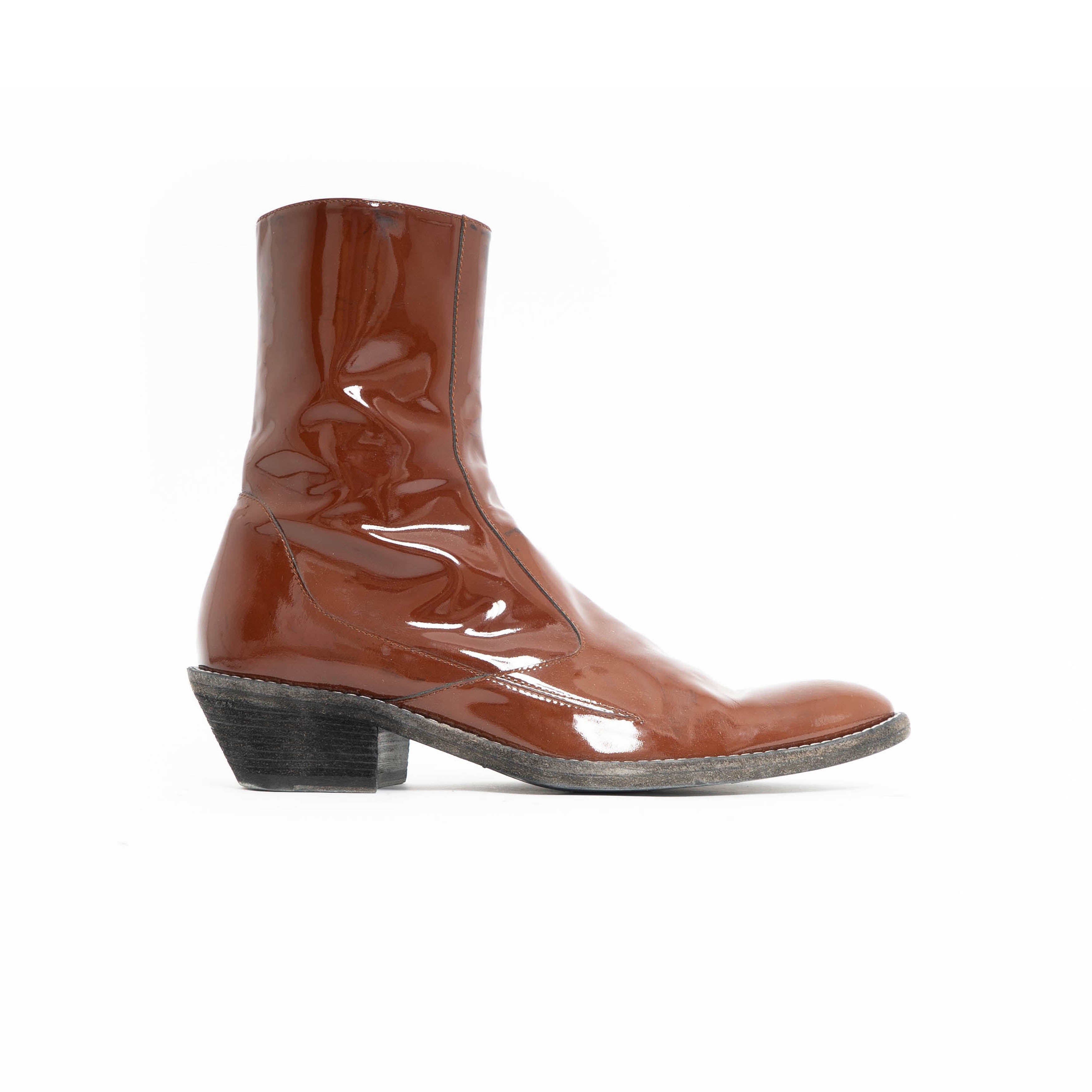 FW19 Brown Patent Leather Western Boots