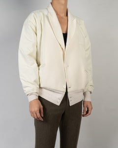 FW20 Ivory Nylon Bomber with Pointed Collar